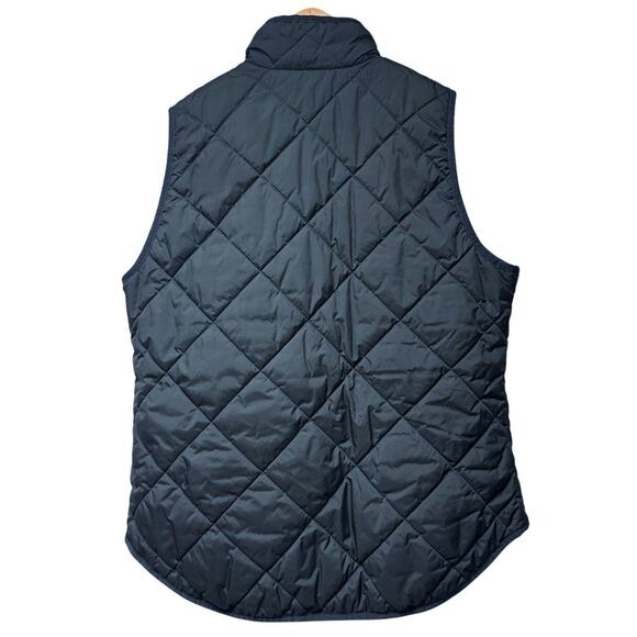 J Crew Black Sleeveless Quilted Puffer Vest Size Small Preppy Equestrian - Picture 2 of 6